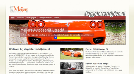 Screenshot van de Dagje Ferraririjden website