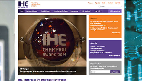 Screenshot van de IHE Nederland website