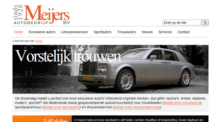 Screenshot van de Meijers autobedrijf website
