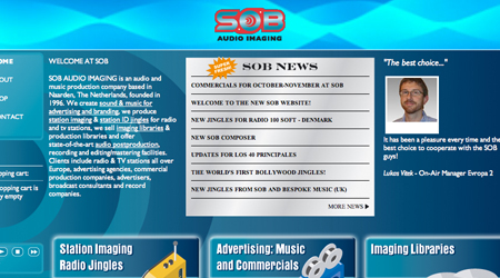 Screenshot van de SOB website